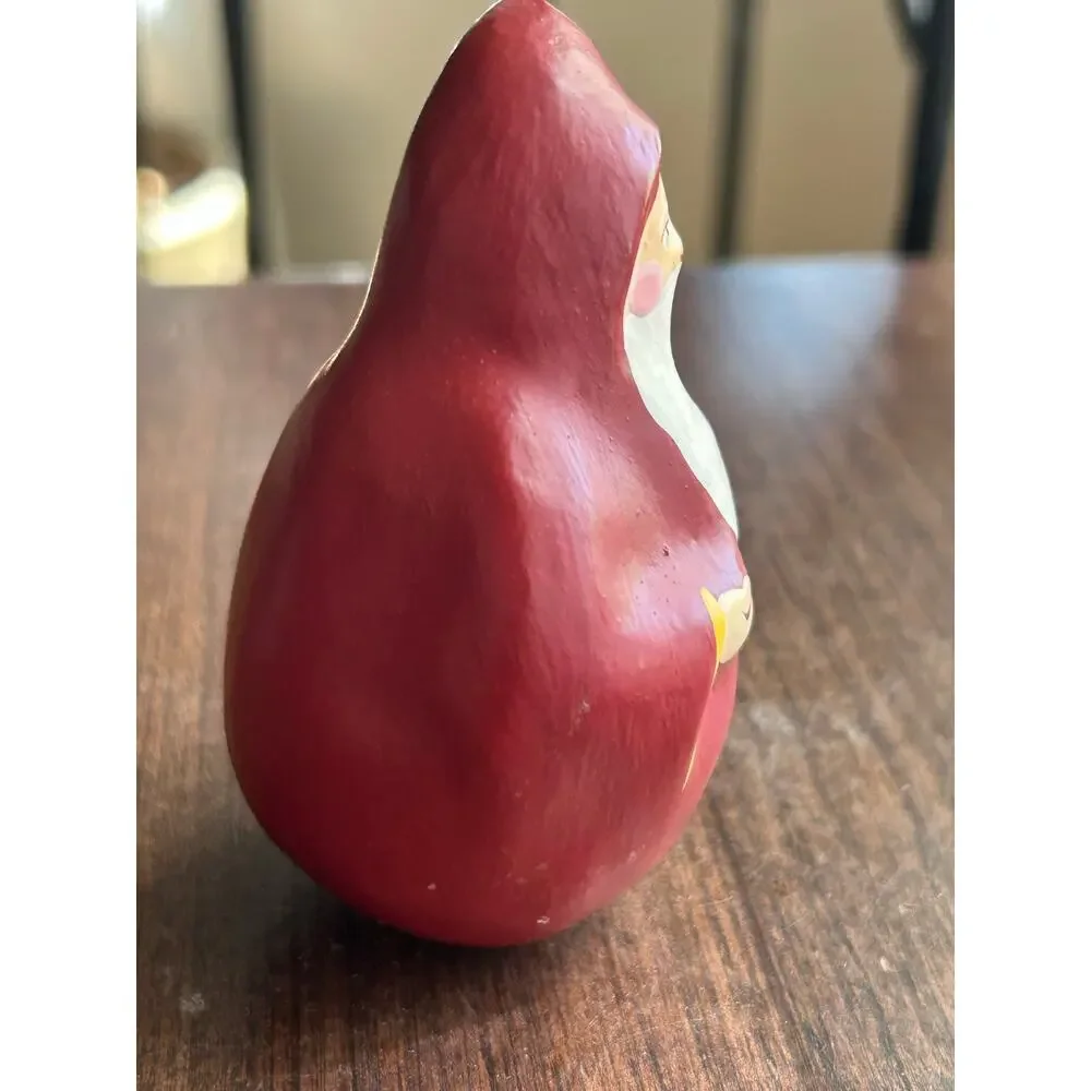 Vintage Folk Art Santa Claus Gourd Christmas Figurine 4”